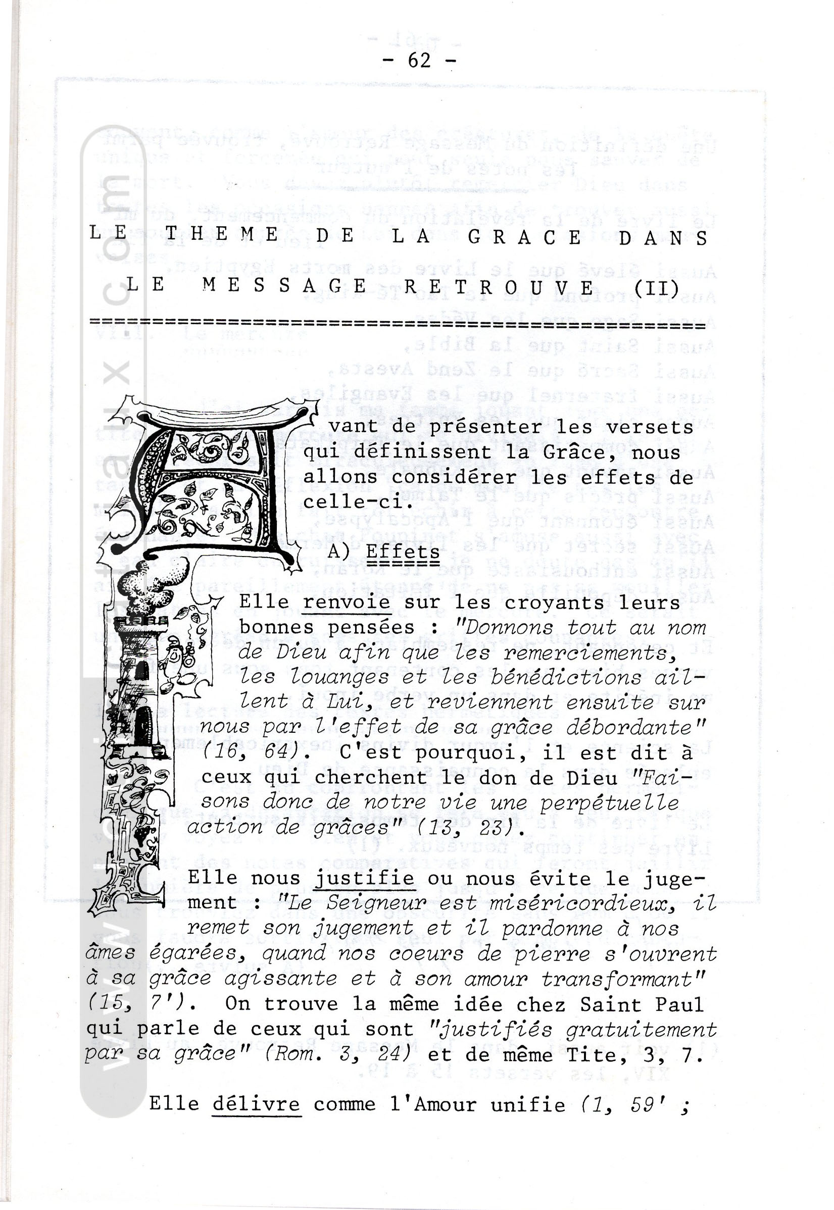 Le thème de la grâce (2) dans « Le Message Retrouvé », 1992