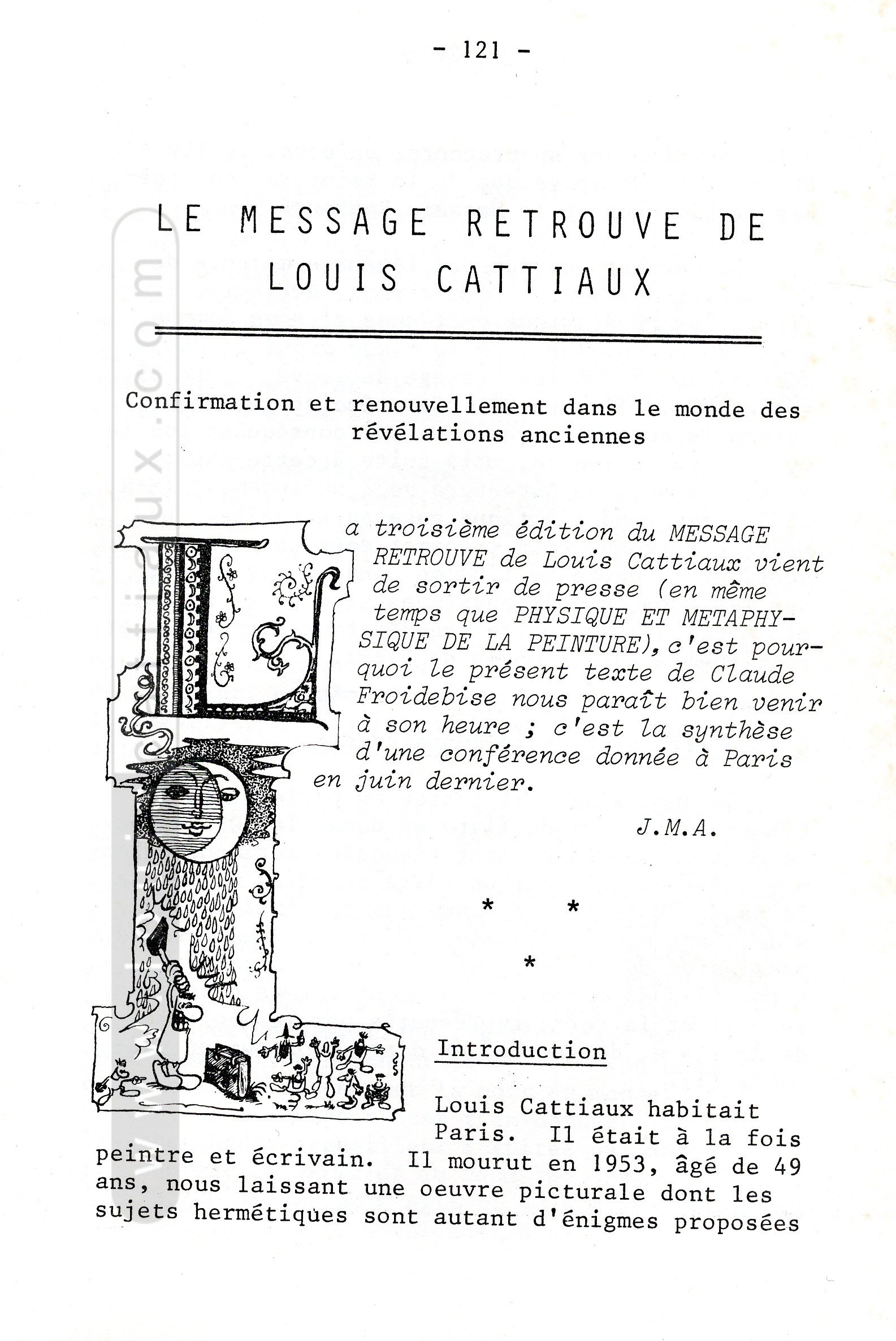 « Le Message Retrouvé » par Claude Froidebise, 1992