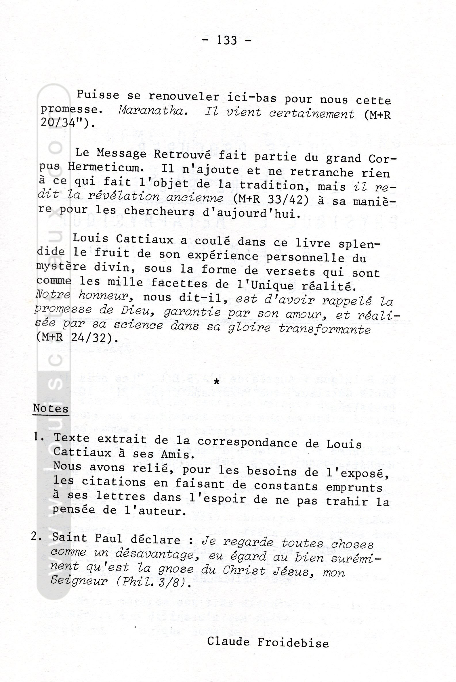 « Le Message Retrouvé » par Claude Froidebise, 1992