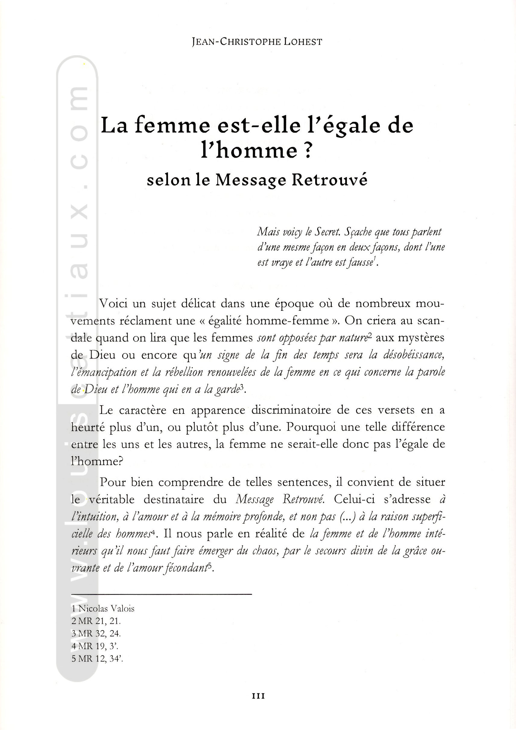 La femme est-elle l’égale de l’homme ?, 2021