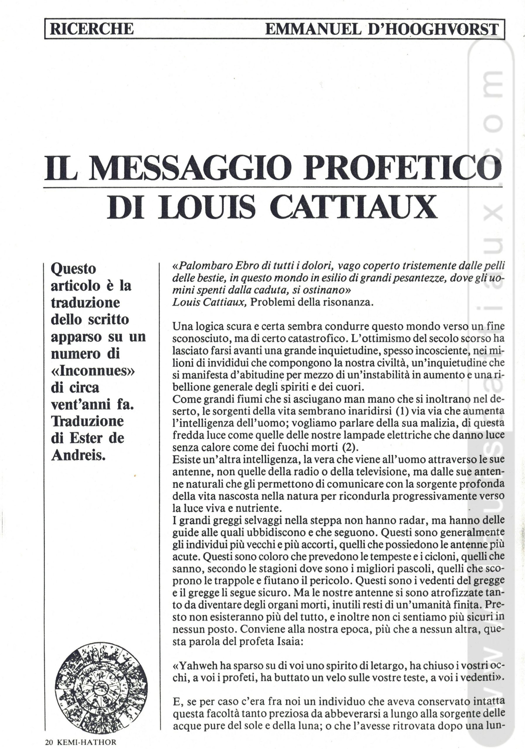 Il messaggio profetico di Louis Cattiaux