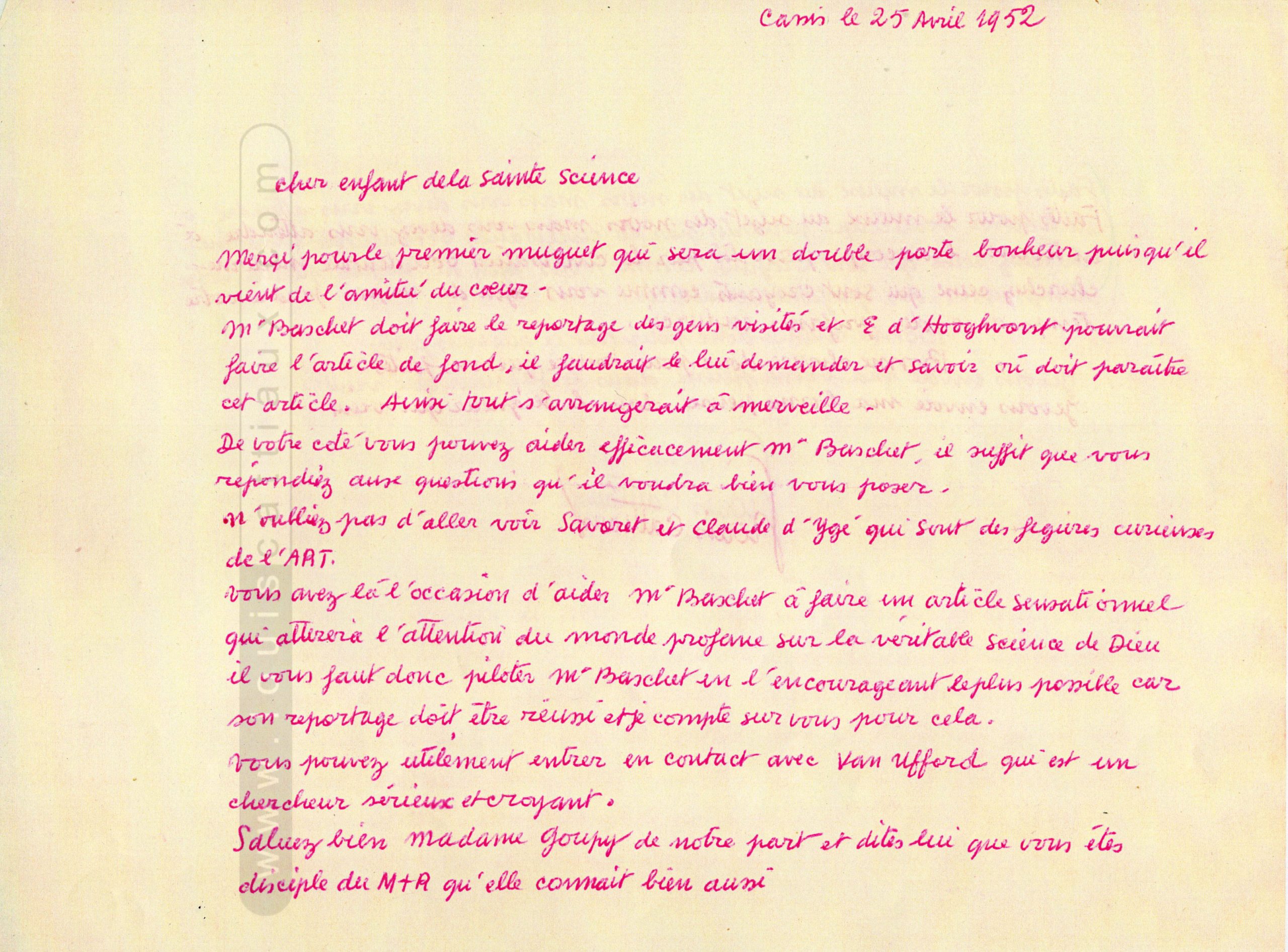 Cattiaux to Lebbal, 25th of april1952
