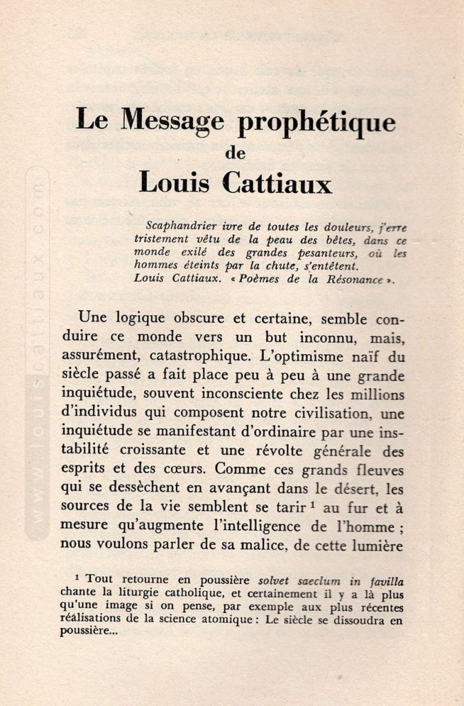 Le Message prophétique de Louis Cattiaux