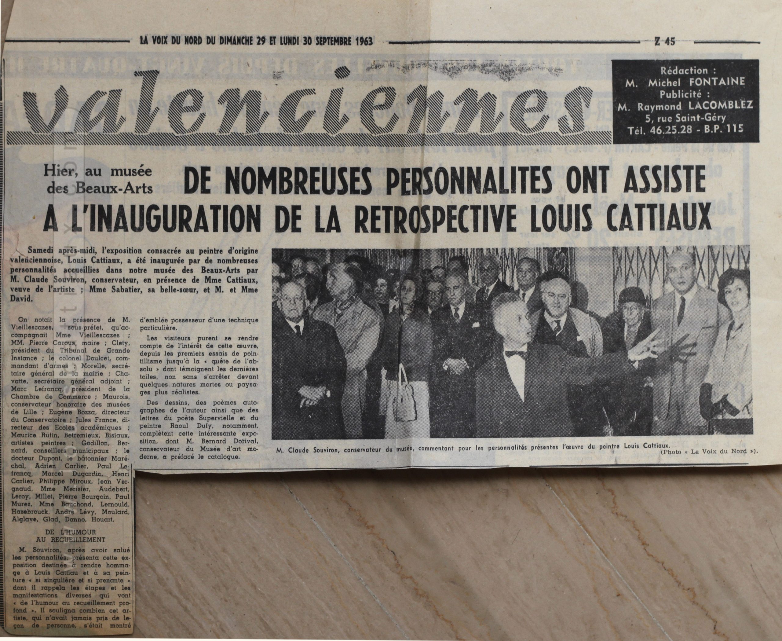 Journal La Voix du Nord, 29 et 30 septembre 1963