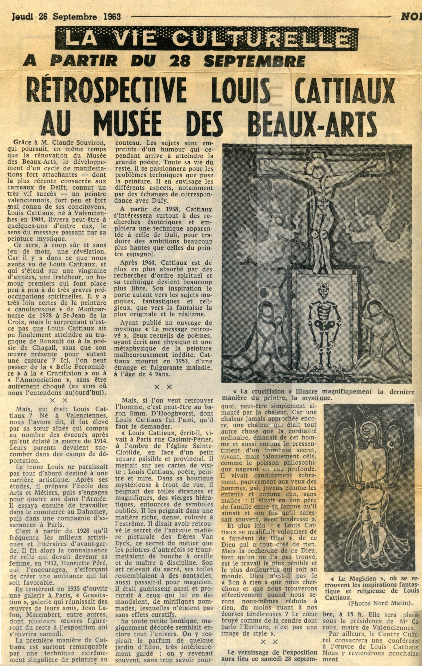 Journal Nord-Matin, 26 septembre 1963