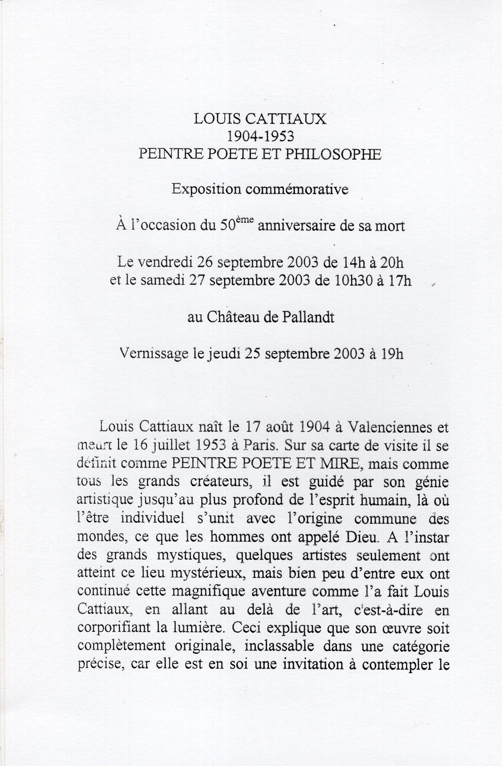 Catalogo della mostra, pag. 1